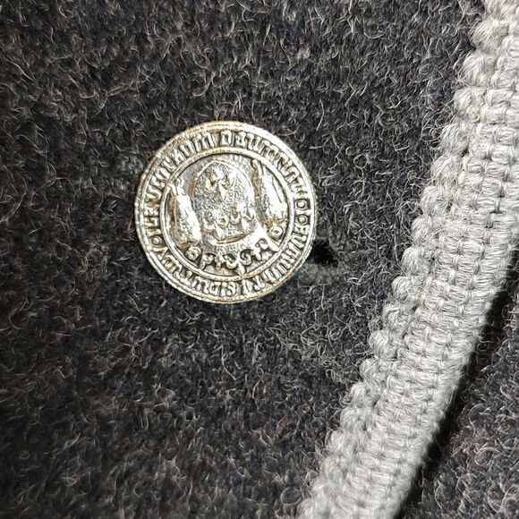 Giesswein Charcoal Gray Pure New Wool Jacket Blazer Silver Coin Buttons Vintage - Picture 12 of 14